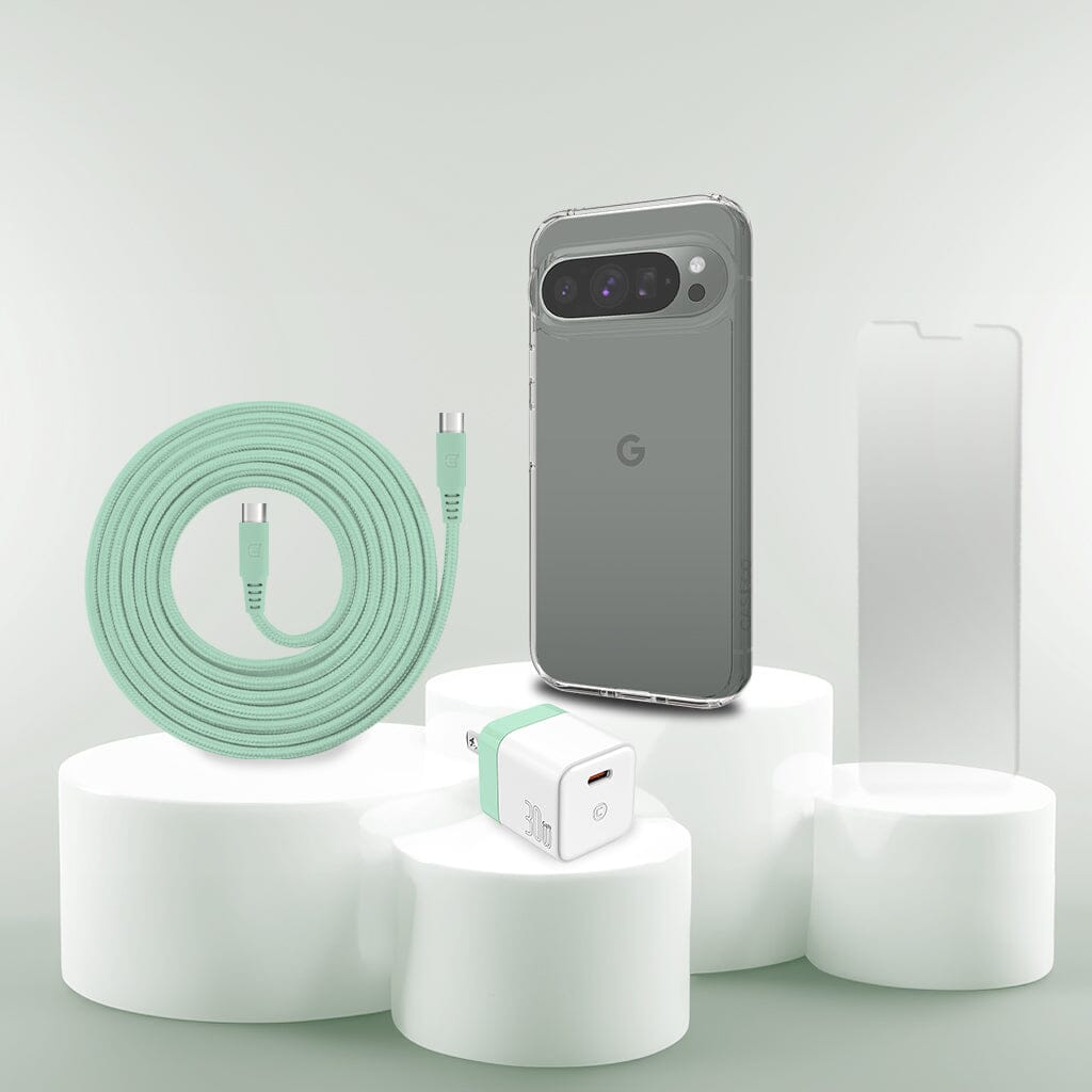 Google Pixel 9 Pro Case, Charger & Screen Protector Holiday Gift Box - Green