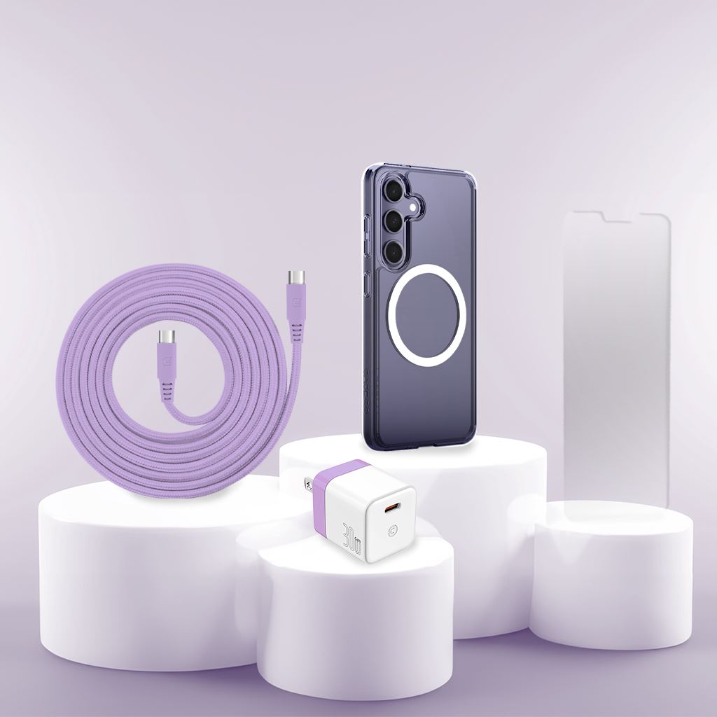 Samsung S24 Case, Charger & Screen Protector Holiday Gift Box - Purple