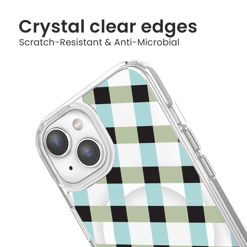 iPhone 15 Clear Case - Dark Lattice Design