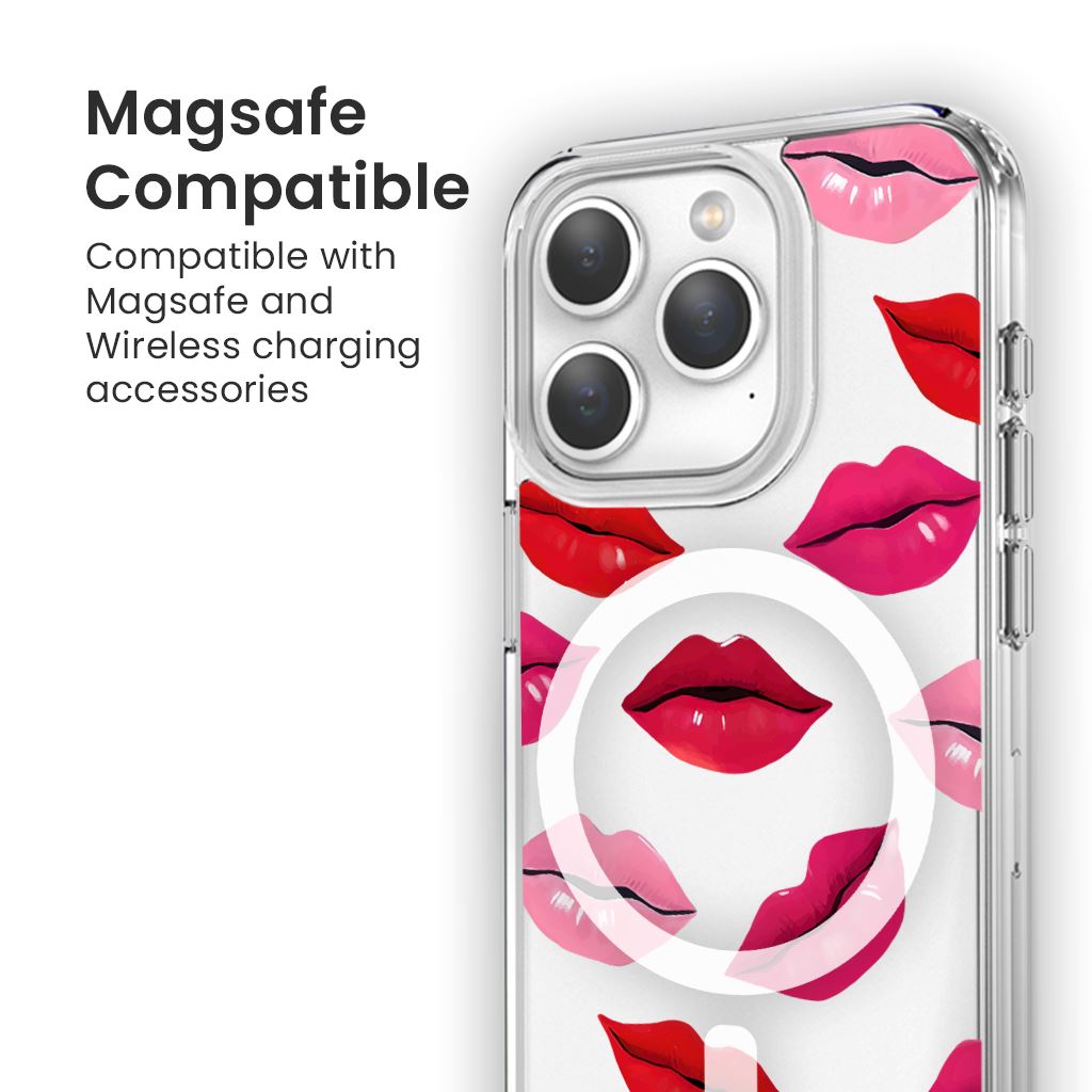 MagSafe iPhone 15 Pro Max Lips Design Clear Case