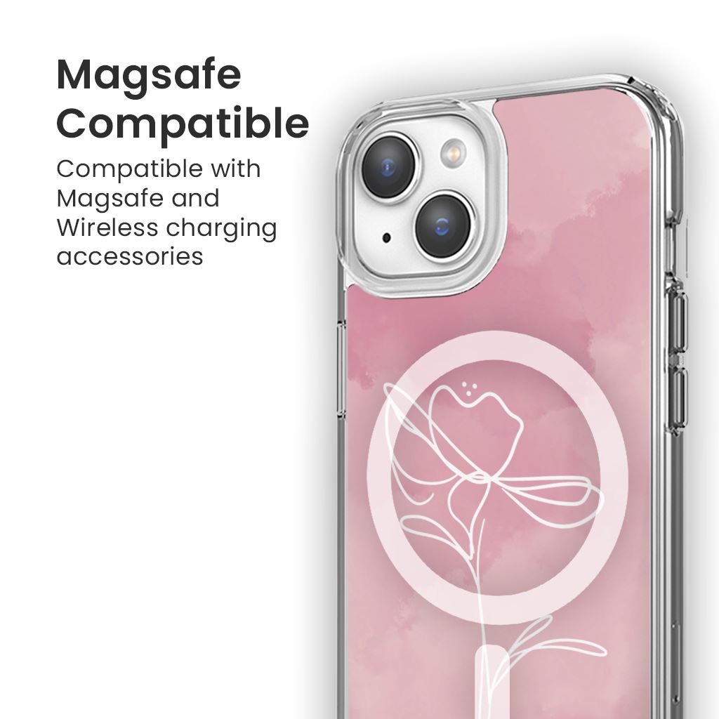 MagSafe iPhone 14 Pink Flower Case