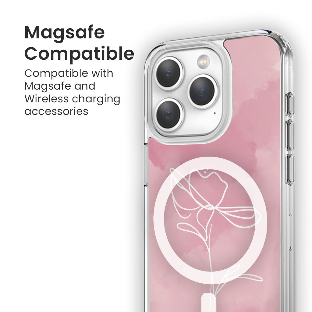 iPhone 15 Pro Case With MagSafe - Pink Flower