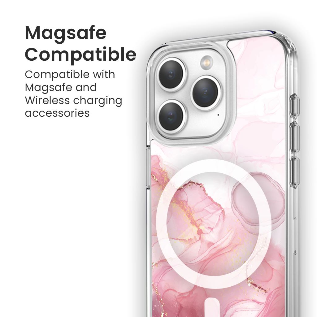 iPhone 15 Pro Case With MagSafe - Pink Marble