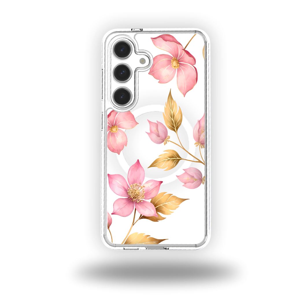 Samsung Galaxy S24 Pink Wildflower Clear Case