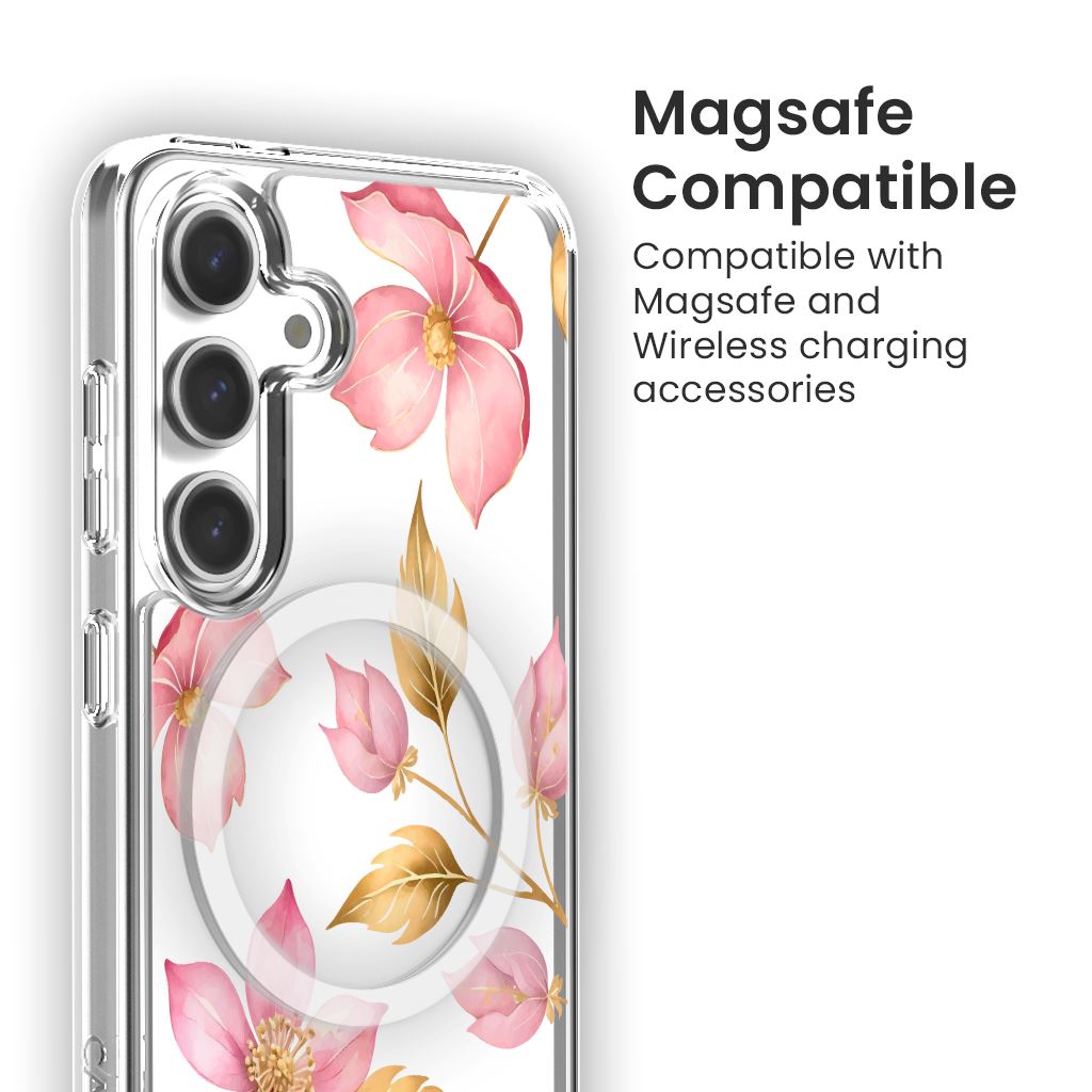 Samsung Galaxy S24 Pink Wildflower Clear Case