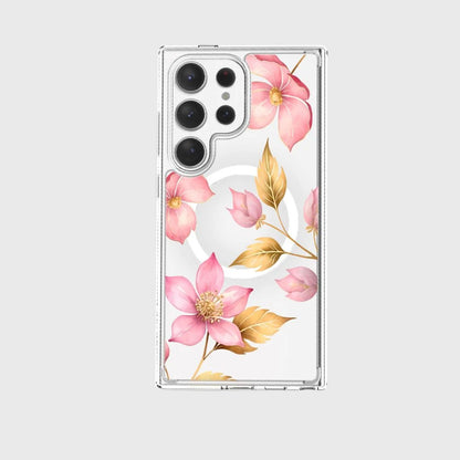 Samsung Galaxy S25 Ultra Pink Wildflower Clear Case