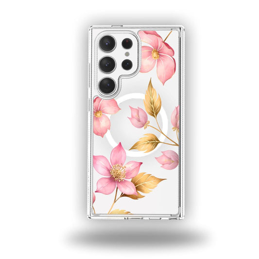Samsung Galaxy S24 Ultra Pink Wildflower Clear Case