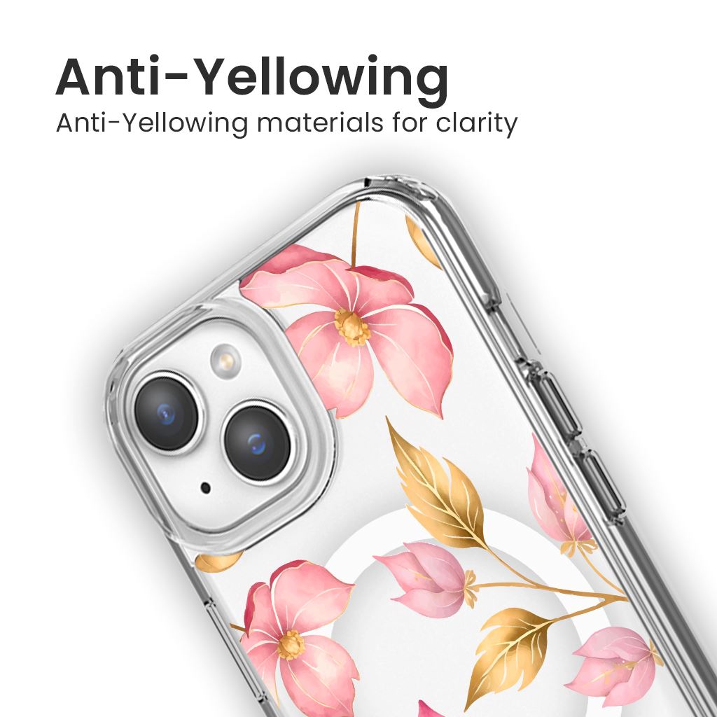 MagSafe iPhone 13 Pink Wildflower Clear Case