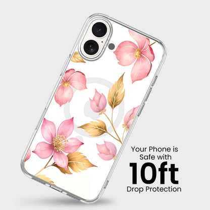 MagSafe iPhone 16 Pink Wildflower Clear Case