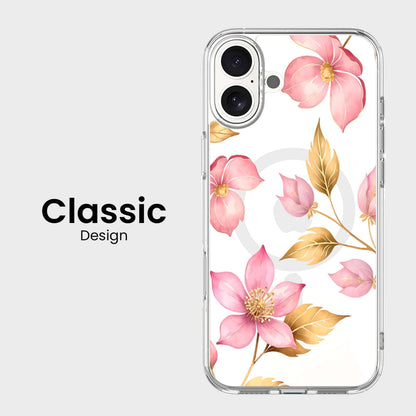 MagSafe iPhone 16 Pink Wildflower Clear Case