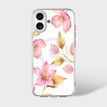 MagSafe iPhone 16 Pink Wildflower Clear Case