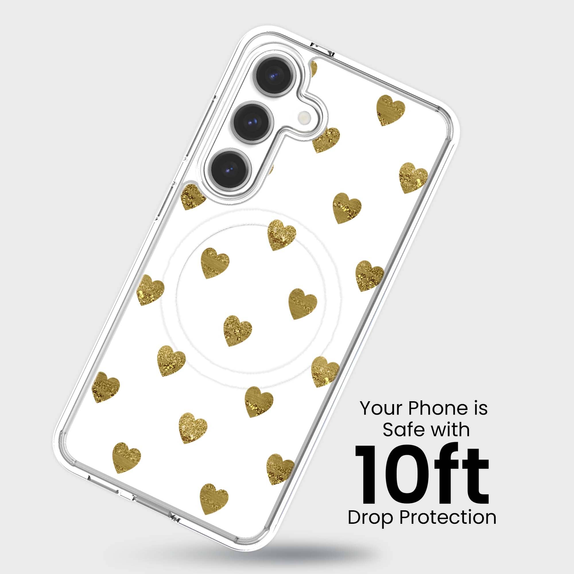 Samsung Galaxy S25 Gold Plum Heart Clear Case