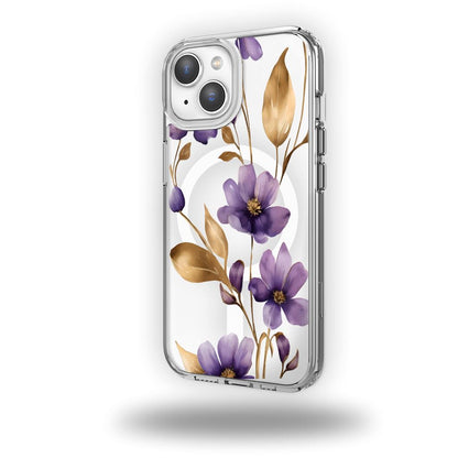 iPhone 14 Clear Design Case - Purple Wildflower