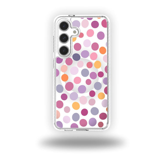 Samsung Galaxy S24 Purple Polka Dots Clear Case