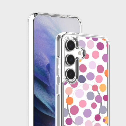 Samsung Galaxy S24 Purple Polka Dots Clear Case