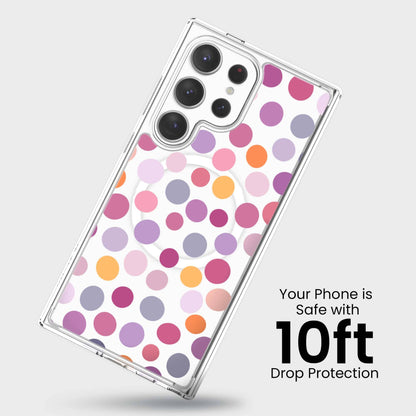 Samsung Galaxy S25 Ultra Purple Polka Dots Clear Case