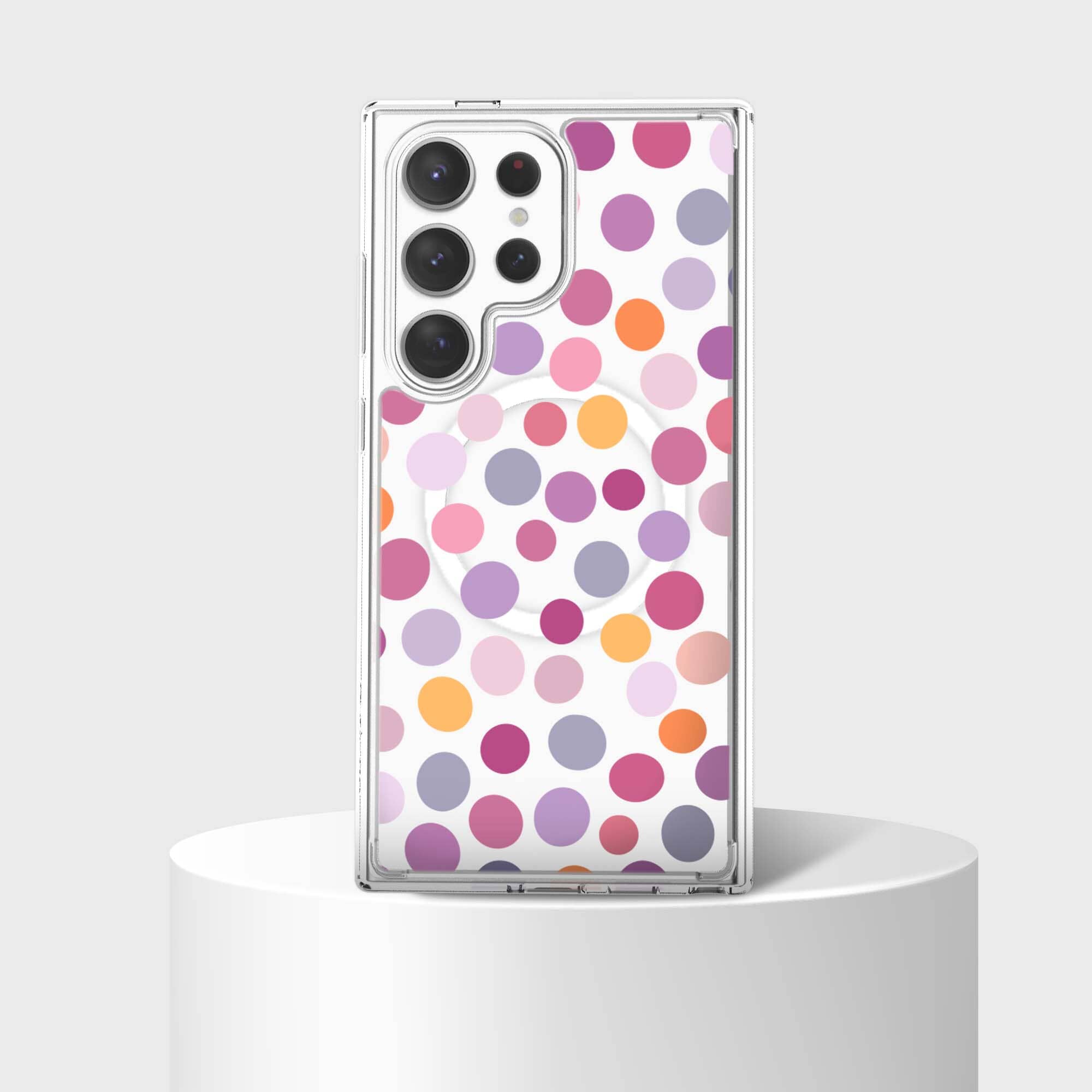 Samsung Galaxy S25 Ultra Purple Polka Dots Clear Case
