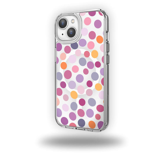 MagSafe iPhone 13 Purple Polka Dots Clear Case