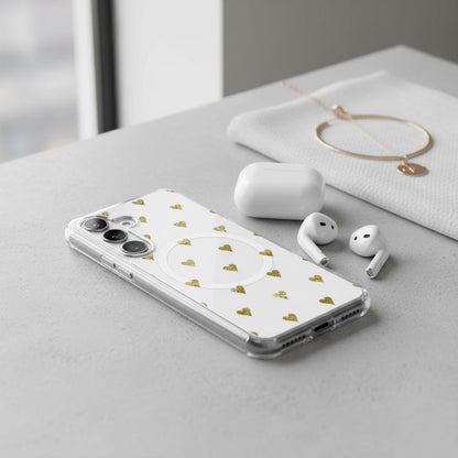 Samsung Galaxy S25 Gold Hearts Clear Case