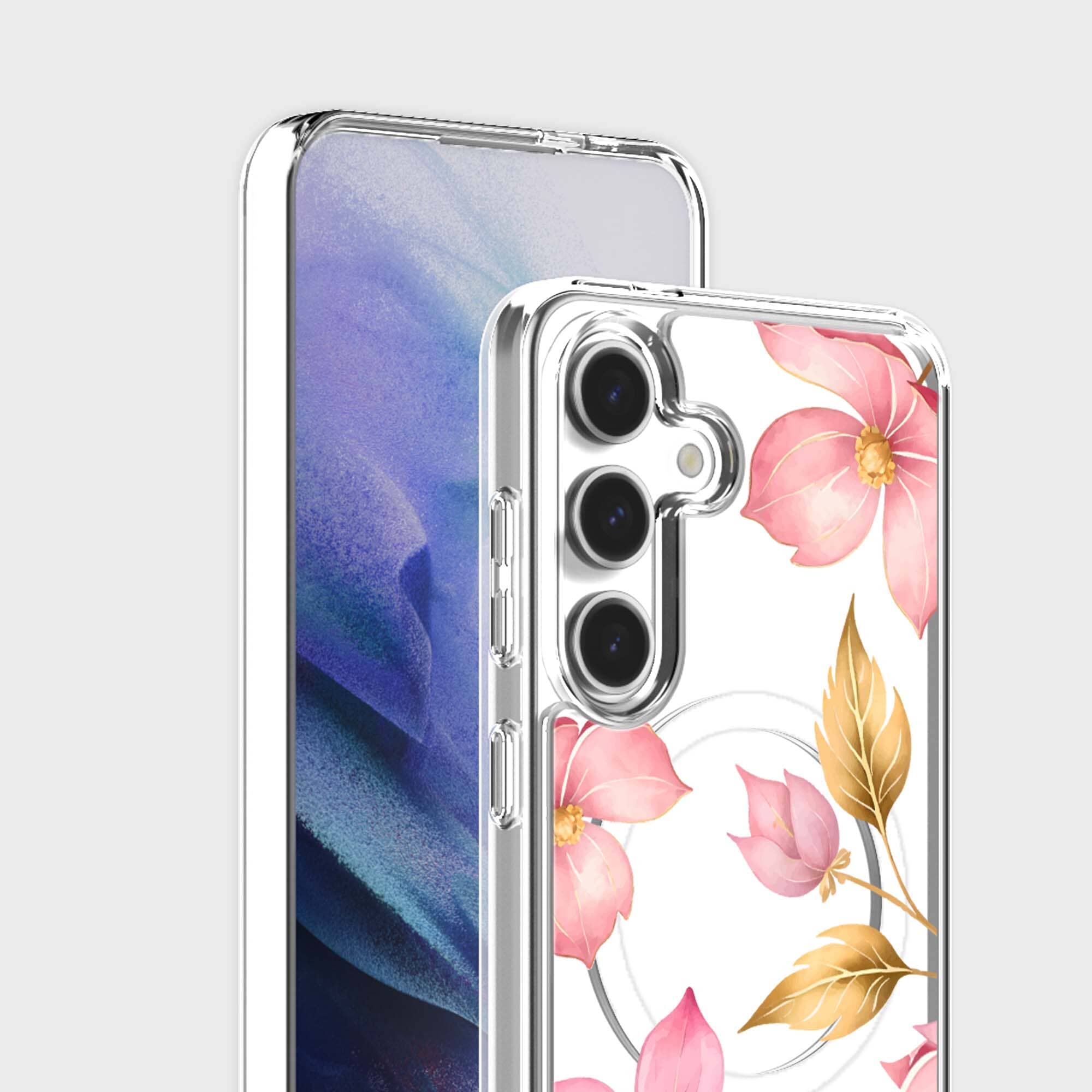 Samsung Galaxy S25 Pink Wildflower Clear Case