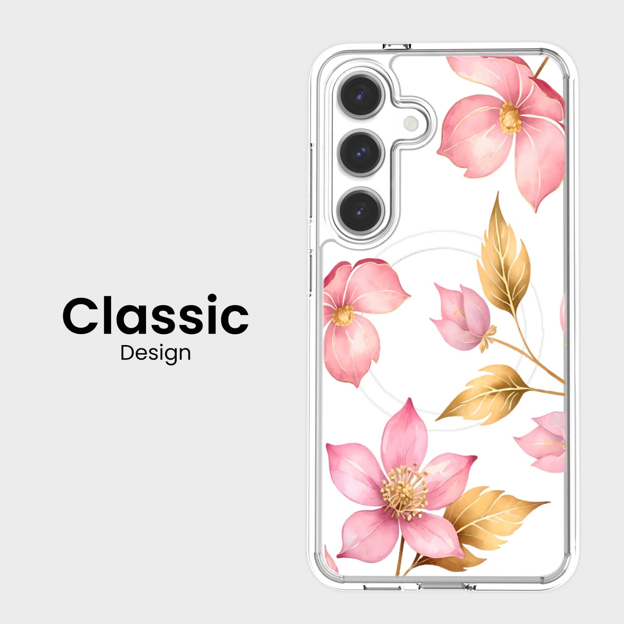 Samsung Galaxy S25 Pink Wildflower Clear Case