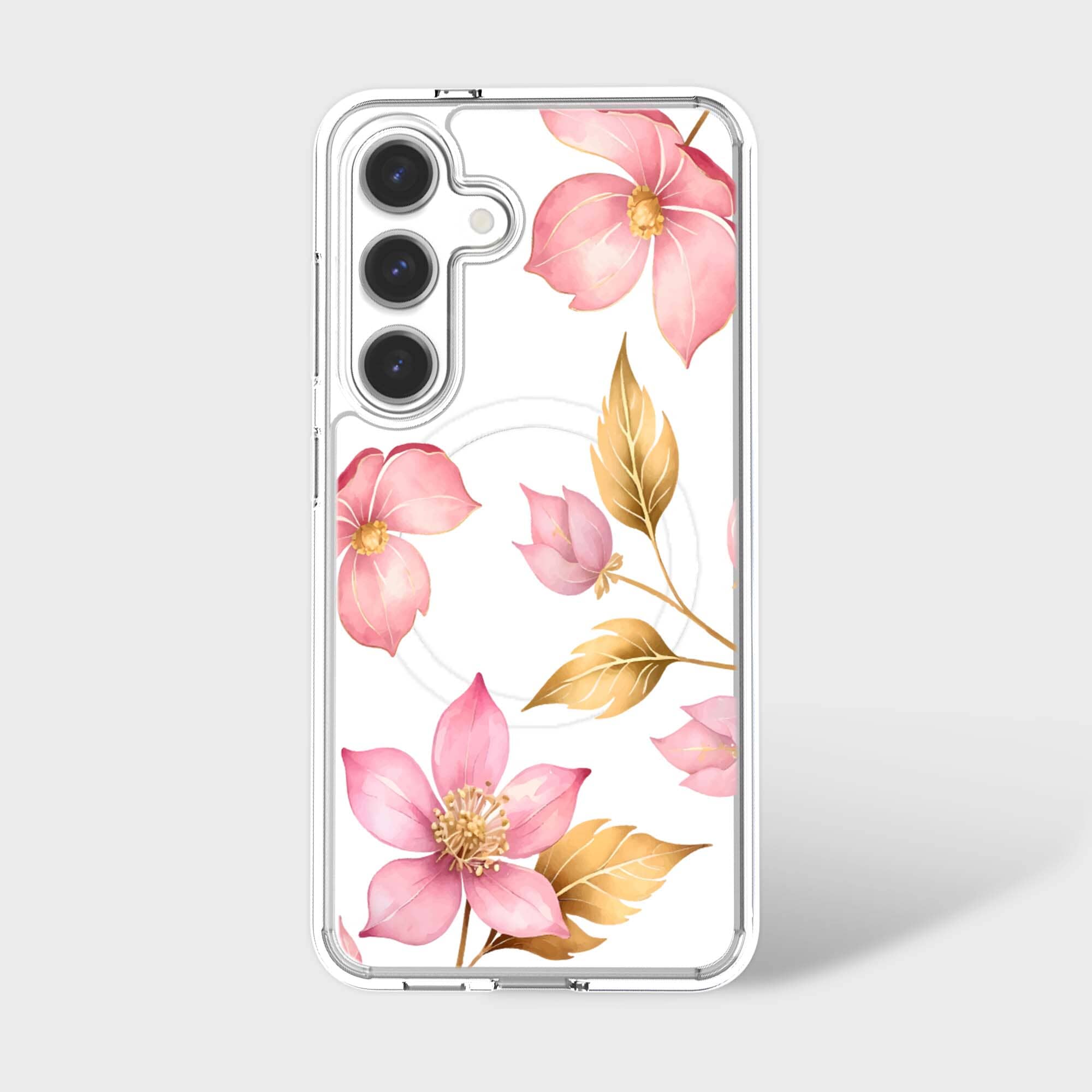 Samsung Galaxy S25 Pink Wildflower Clear Case