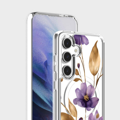 Samsung Galaxy S25 Clear Design Case - Purple Wildflower
