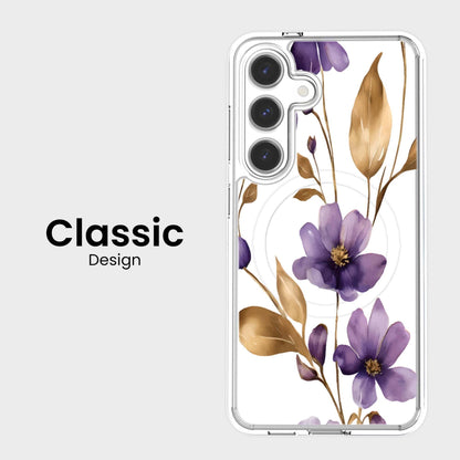 Samsung Galaxy S25 Clear Design Case - Purple Wildflower