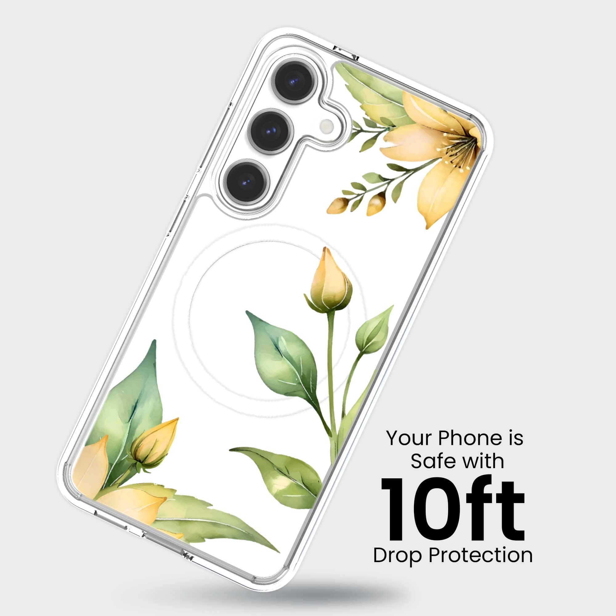 Samsung Galaxy S25 Yellow Wildflower Clear Case