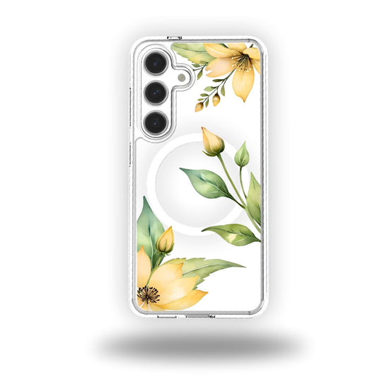 Samsung Galaxy S24 Yellow Wildflower Clear Case