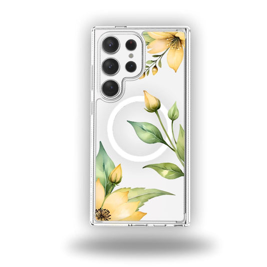 Samsung Galaxy S24 Ultra Yellow Wildflower Clear Case