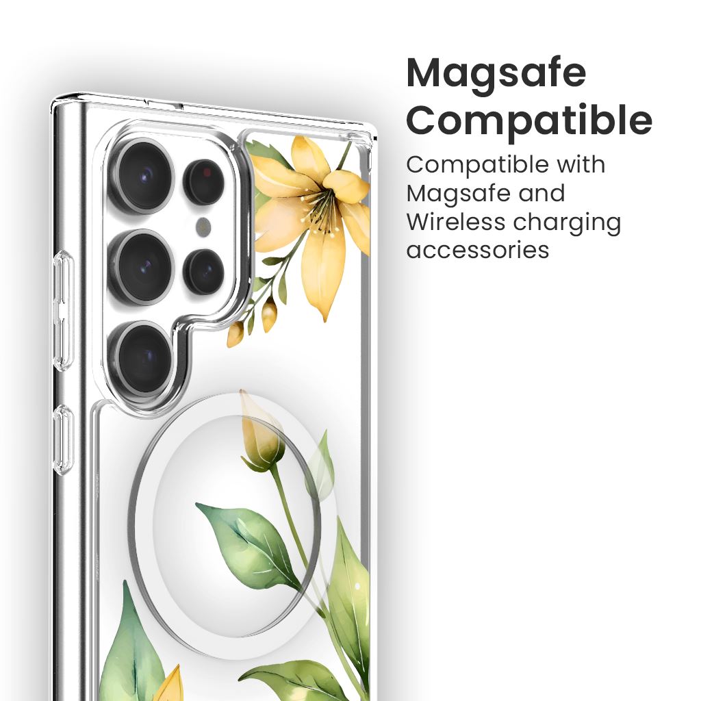 Samsung Galaxy S24 Ultra Yellow Wildflower Clear Case