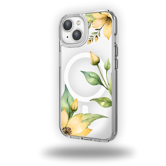 MagSafe iPhone 13 Yellow Wildflower Clear Case