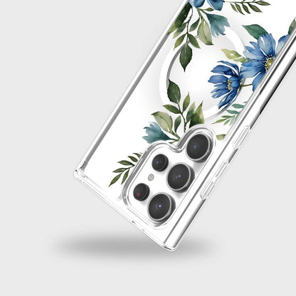 Samsung Galaxy S25 Ultra Blue Floral Clear Case