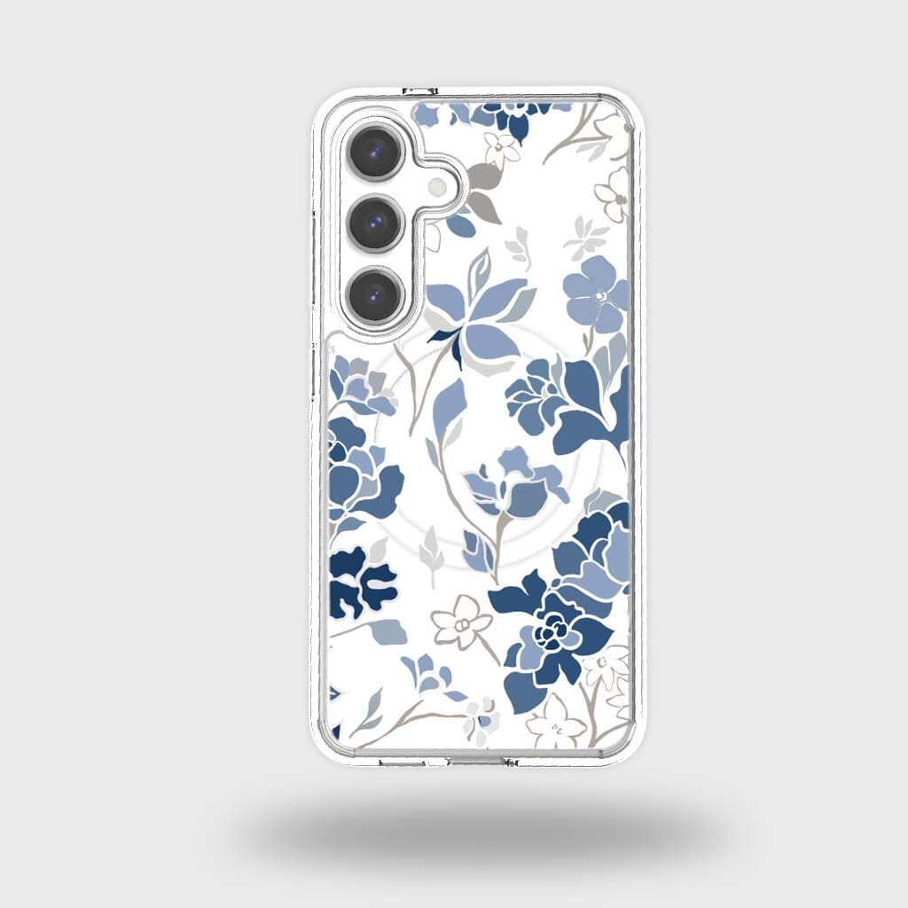 Samsung Galaxy S25 Blue Pattern Clear Case