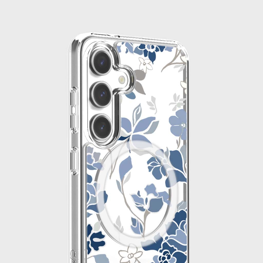 Samsung Galaxy S25 Blue Pattern Clear Case