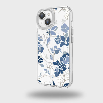 MagSafe iPhone 15 Blue Pattern Clear Case
