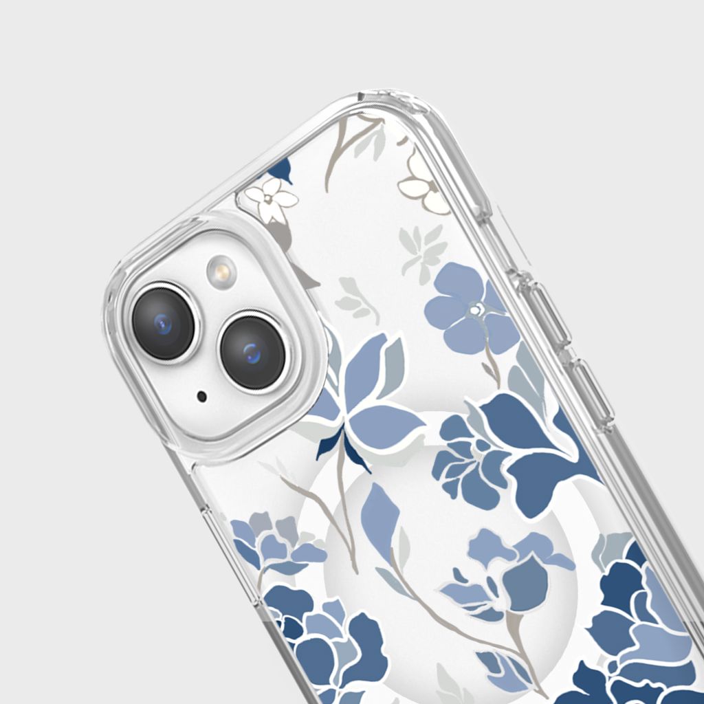 MagSafe iPhone 15 Blue Pattern Clear Case