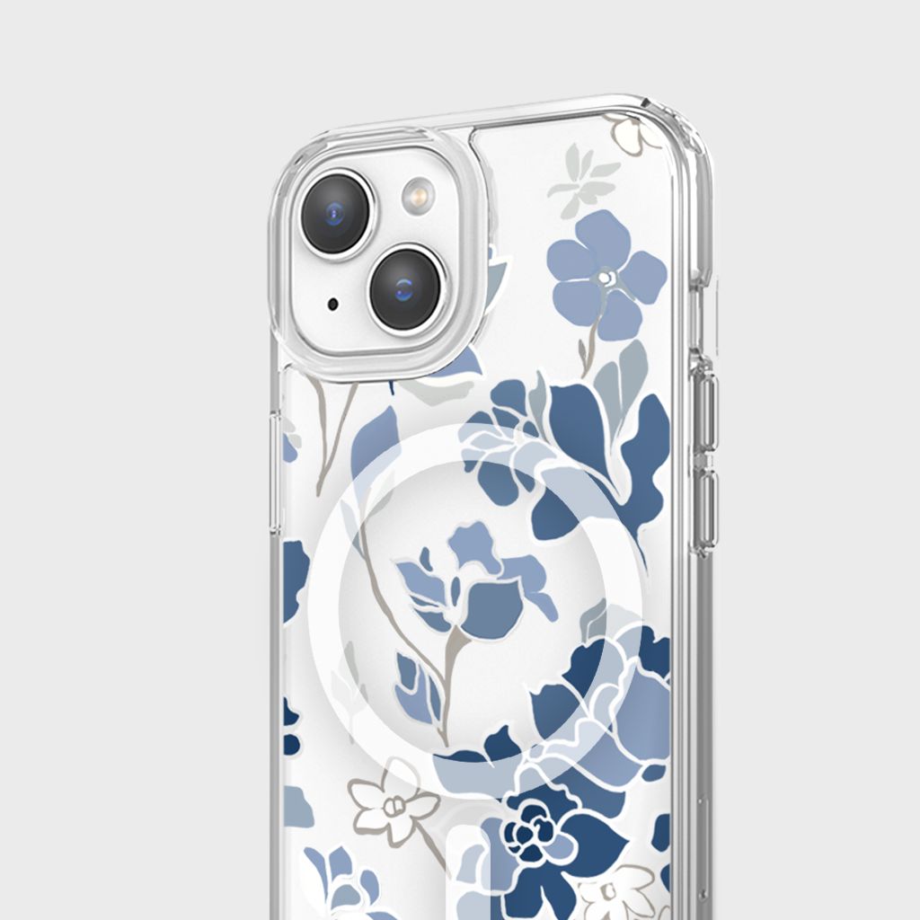 MagSafe iPhone 15 Blue Pattern Clear Case