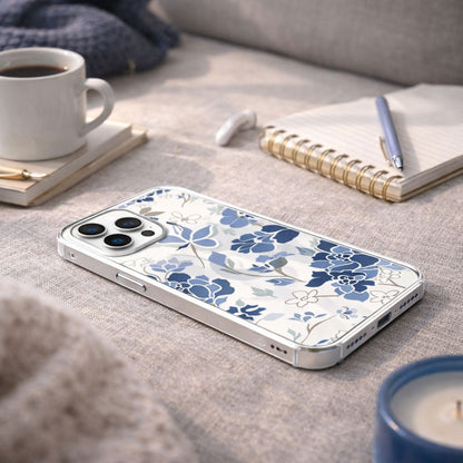 MagSafe iPhone 16 Pro Blue Pattern Clear Case