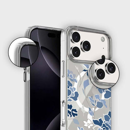MagSafe iPhone 17 Pro Blue Pattern Clear Case