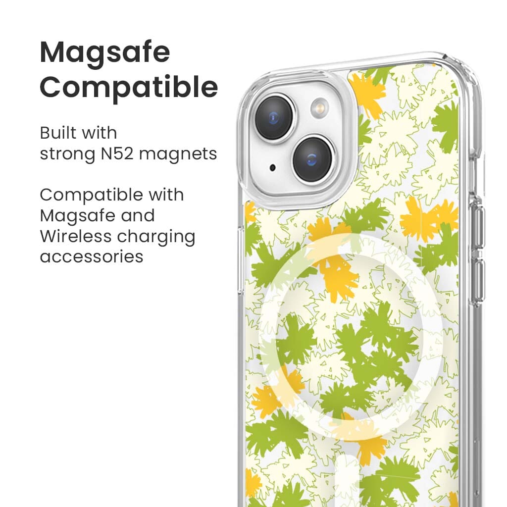 iPhone 15 Clear Case - Yellow Dandelion Design