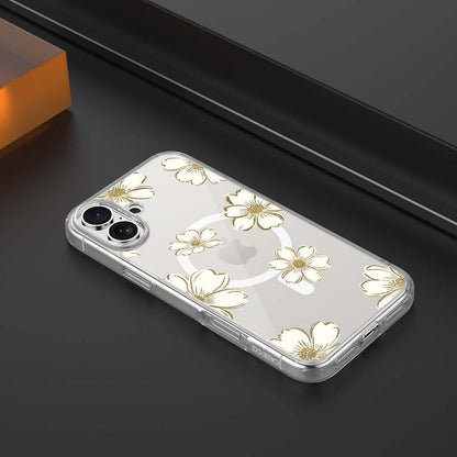 MagSafe iPhone 17 Gold Pattern Clear Case