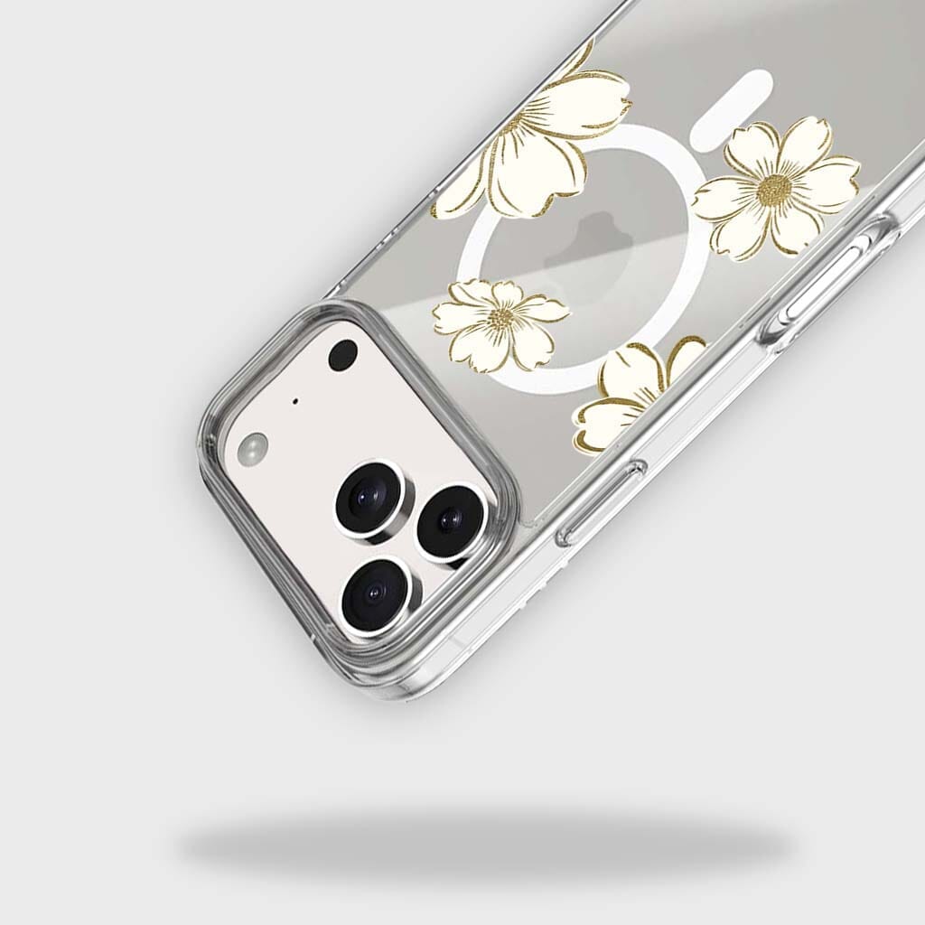 MagSafe iPhone 17 Pro Gold Pattern Clear Case