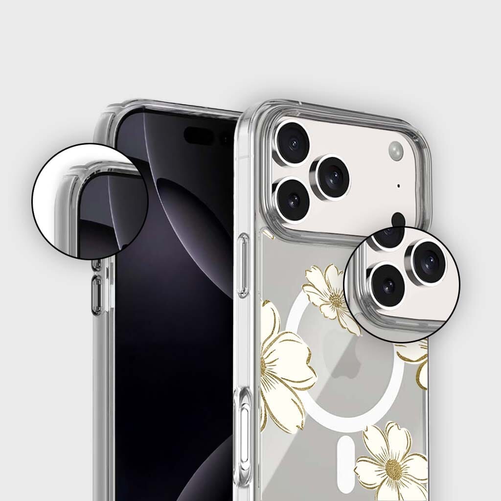 MagSafe iPhone 17 Pro Gold Pattern Clear Case