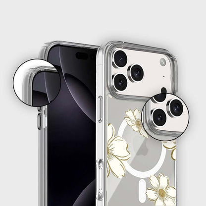 MagSafe iPhone 17 Pro Gold Pattern Clear Case