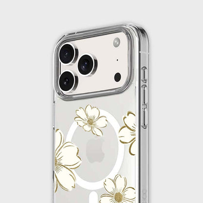 MagSafe iPhone 17 Pro Gold Pattern Clear Case