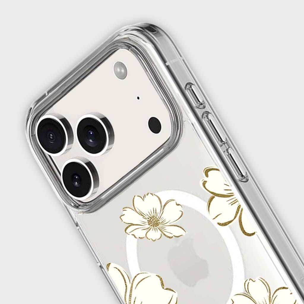 MagSafe iPhone 17 Pro Gold Pattern Clear Case