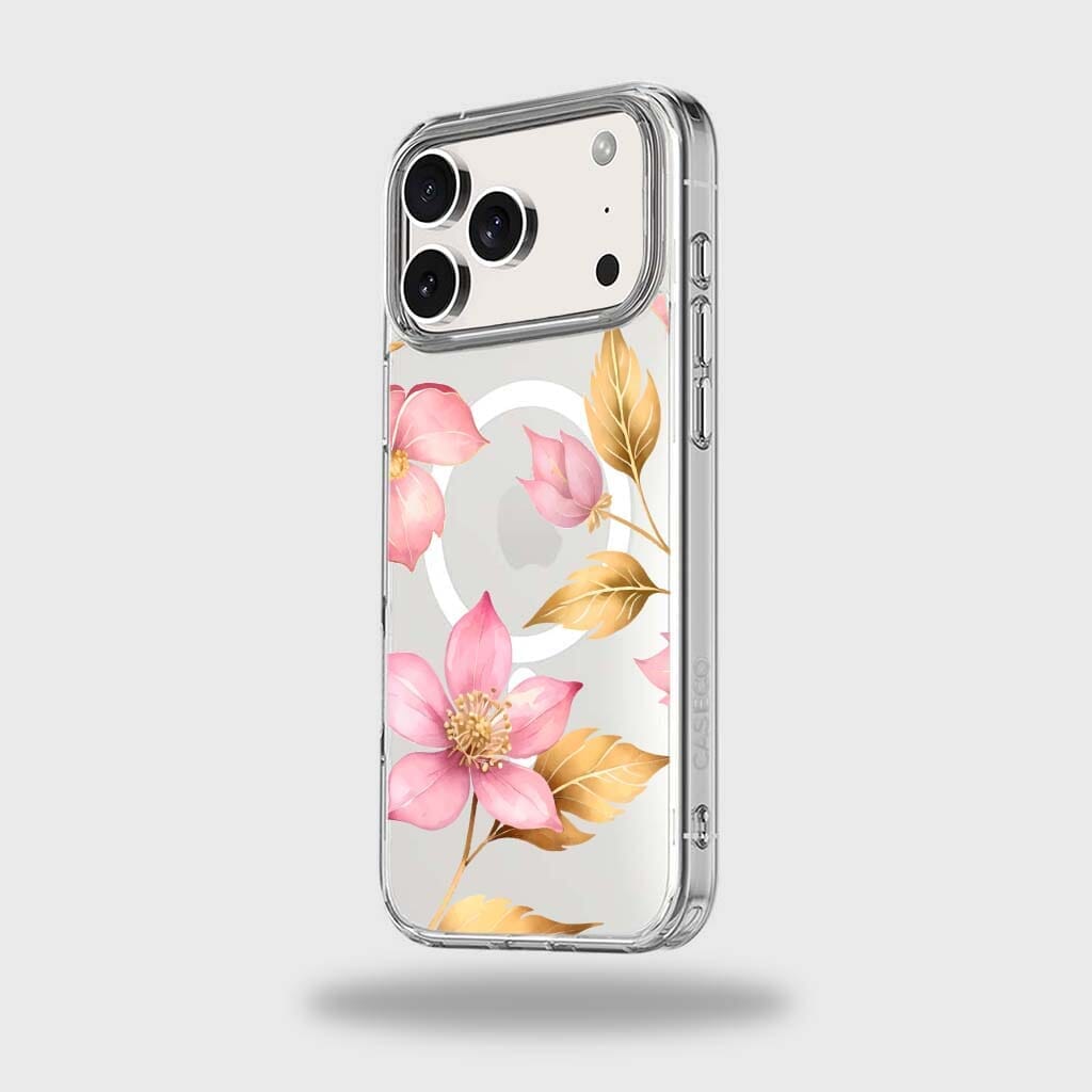 MagSafe iPhone 17 Pro Max Pink Wildflower Clear Case