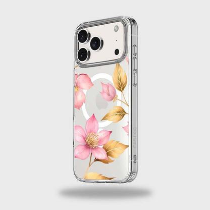 MagSafe iPhone 17 Pro Max Pink Wildflower Clear Case